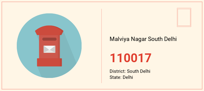 pin code of Malviya Nagar South Delhi in Delhi