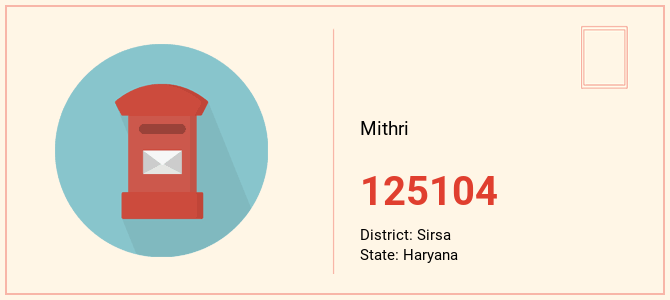 pin code of Mithri in Haryana