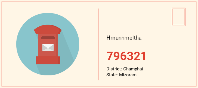 pin code of Hmunhmeltha in Mizoram