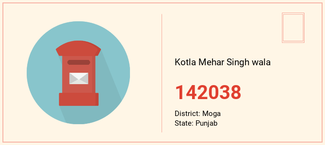 pin code of Kotla Mehar Singh wala in Punjab