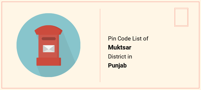 Muktsar district pin code list in Punjab