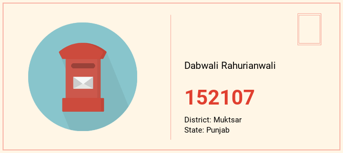 pin code of Dabwali Rahurianwali in Punjab
