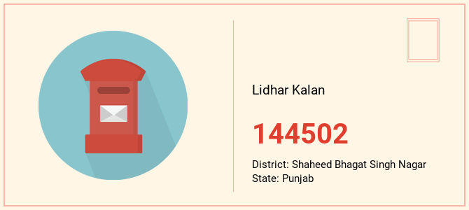 pin code of Lidhar Kalan in Punjab