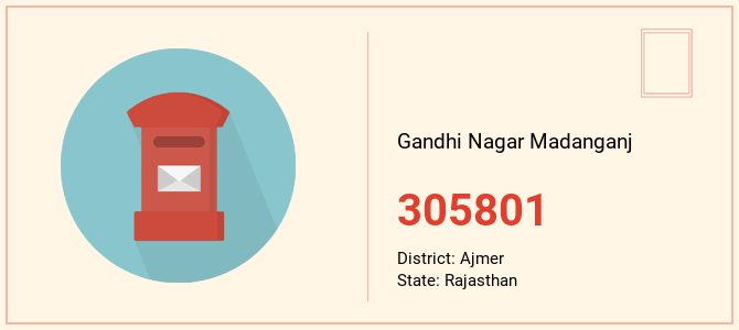 pin code of Gandhi Nagar Madanganj in Rajasthan