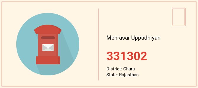 pin code of Mehrasar Uppadhiyan in Rajasthan