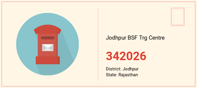 pin code of Jodhpur BSF Trg Centre in Rajasthan