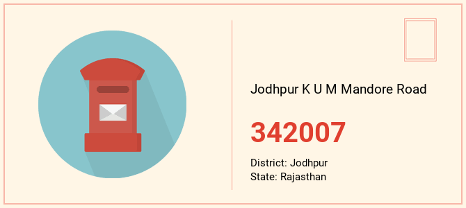 pin code of Jodhpur K U M Mandore Road in Rajasthan