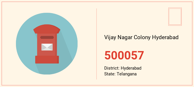 pin code of Vijay Nagar Colony Hyderabad in Telangana